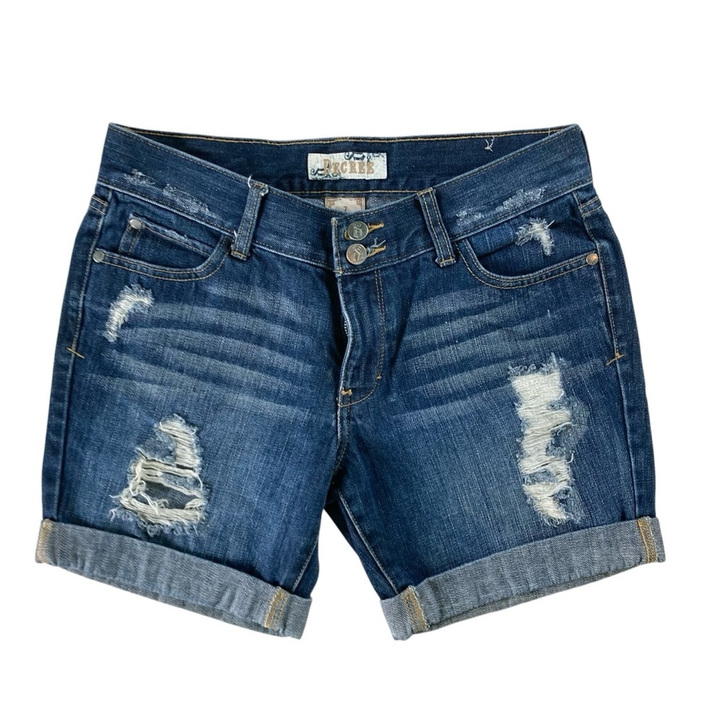 Decree Distressed Jean Shorts Roll Cuff (Size 7 Juniors)